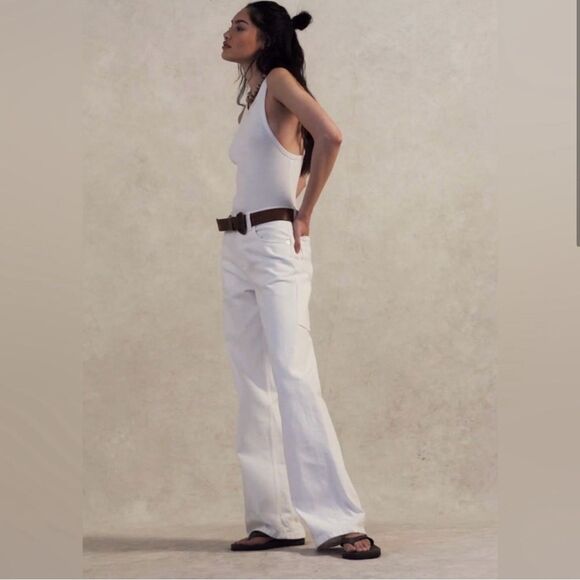 Free People We The Free Tinsley Baggy High Rise Jean Size 26 in‎ Optic White - Picture 2 of 11